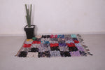 Checkered boucherouite rug 4.2 x 5.4 Feet