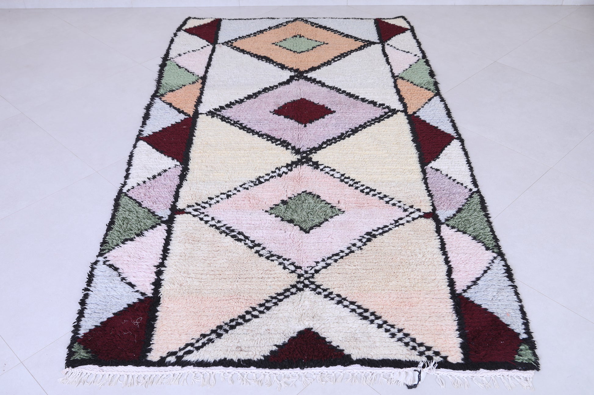 Vintage handmade moroccan berber runner rug 4.1 FT X 7.2 FT