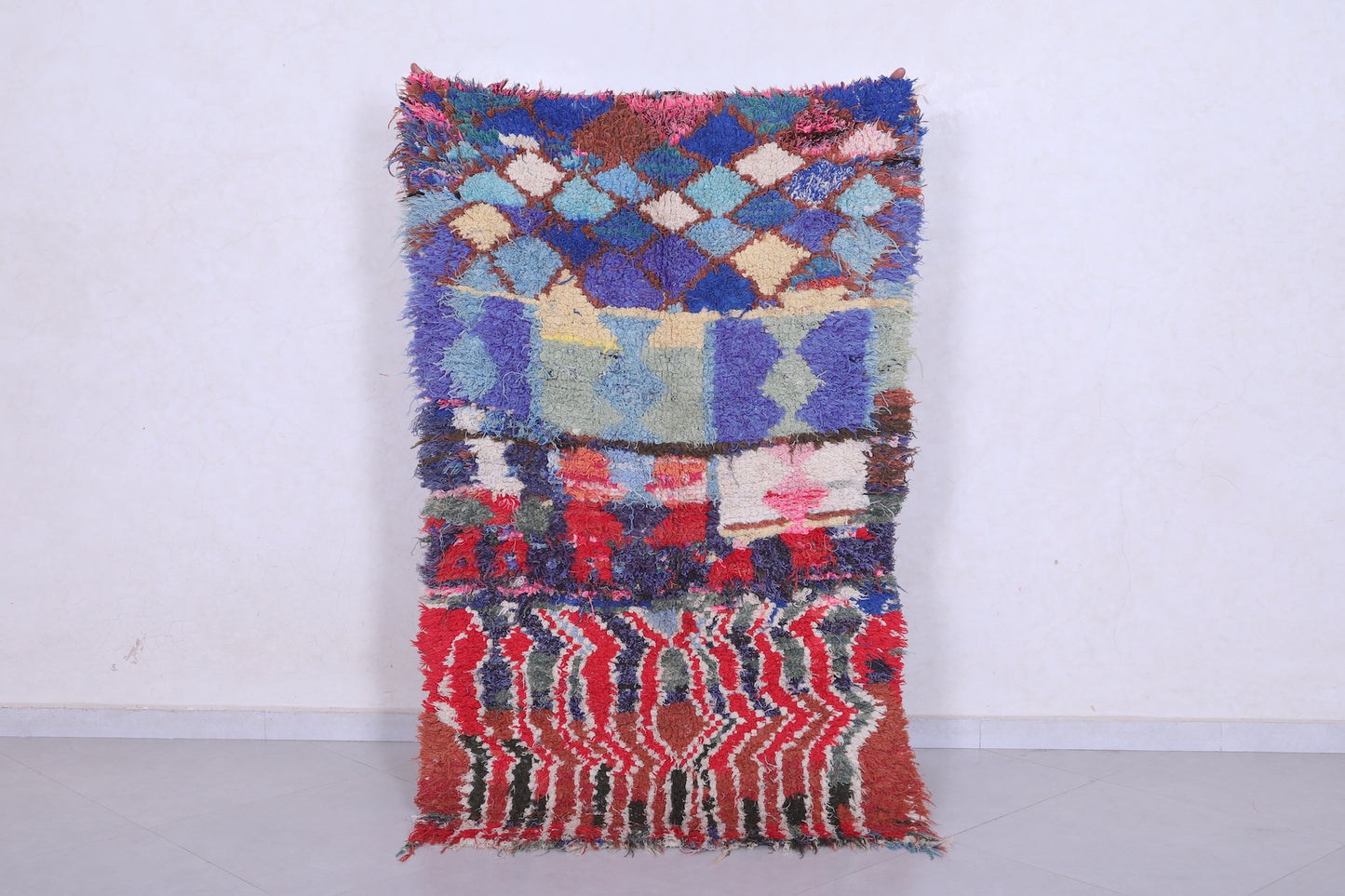 Colourful handmade moroccan berber rug 3.4 FT X 5.6 FT