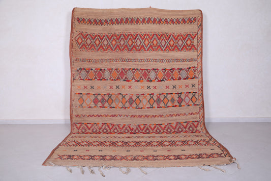 Vintage handmade moroccan berber hassira 6.6 FT X 10.1 FT