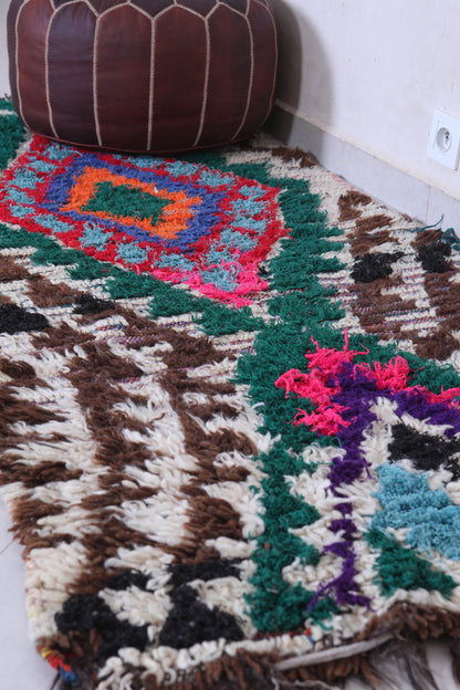 Colorful handmade Moroccan Berber rug 3 X 6.8 Feet