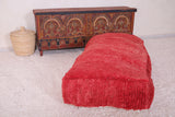 Long Red Moroccan Floor red Pouf Ottoman