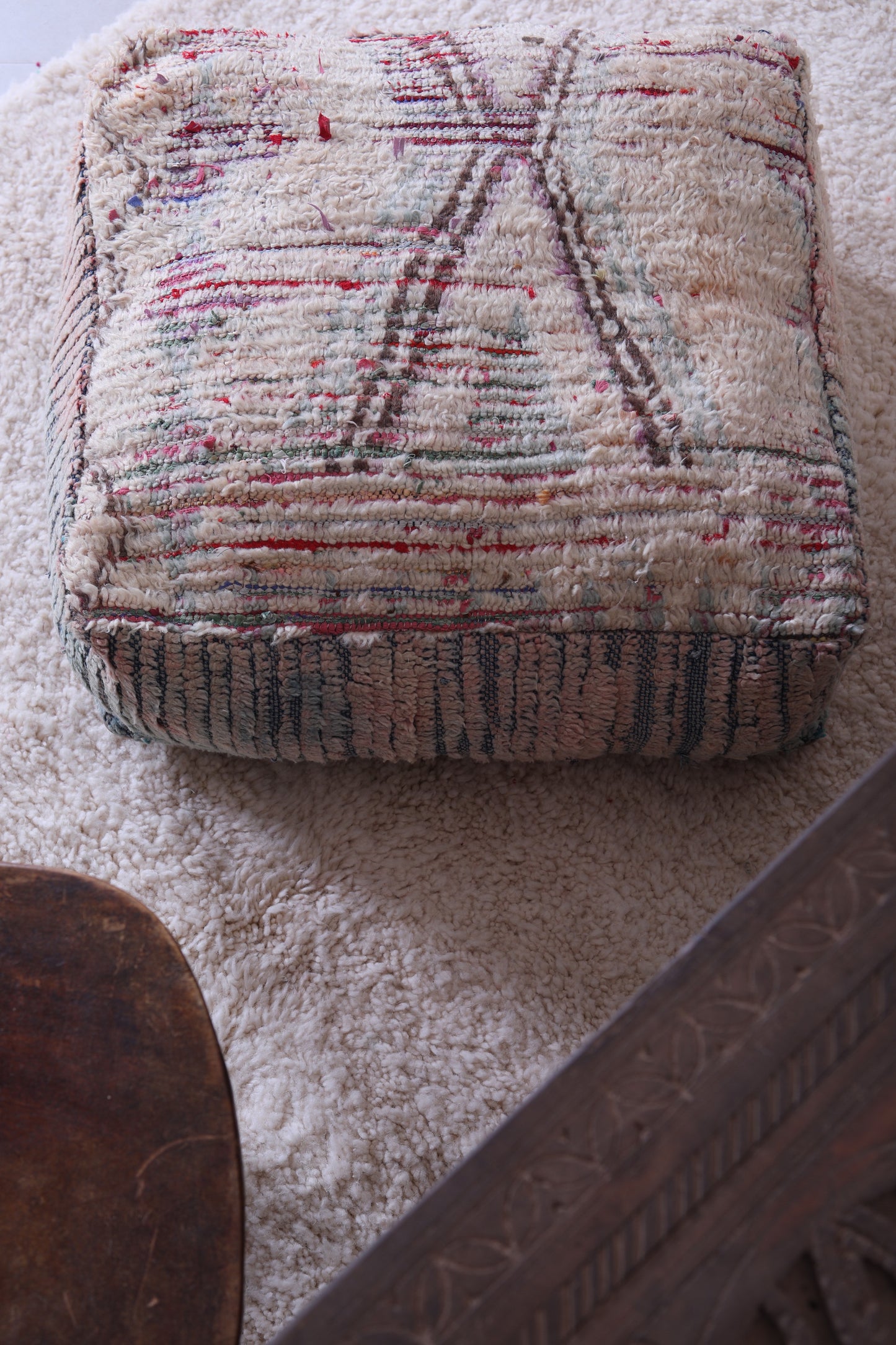 Moroccan berber vintage ottoman rug pouf