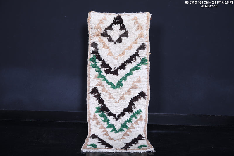 Moroccan Runner Rug 2.1 x 5.5 FT - Handwoven Chevron Design - moroccan rug