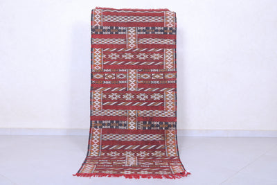 Vintage Handmade Berber Rug - 2.5 x 5.7 ft | Authentic Moroccan Wool - Handwoven Kilim