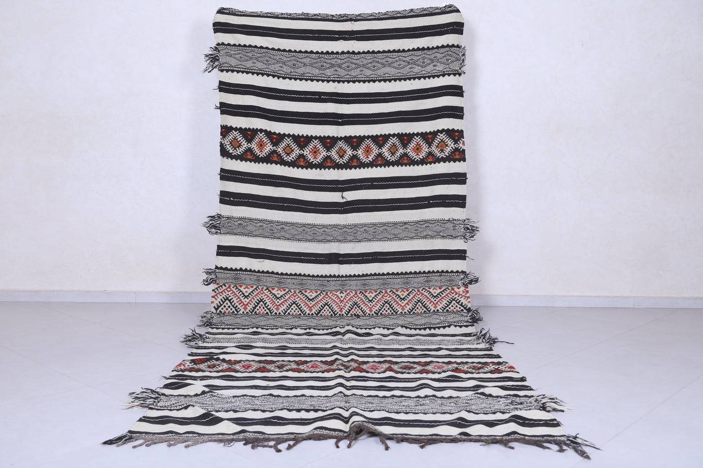 Vintage handmade berber rug 5 X 11.9 Feet