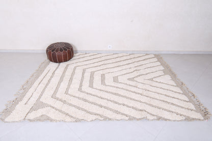 Handmade Beni ourain rug 6.7 x 8.4 Feet - Vintage beige