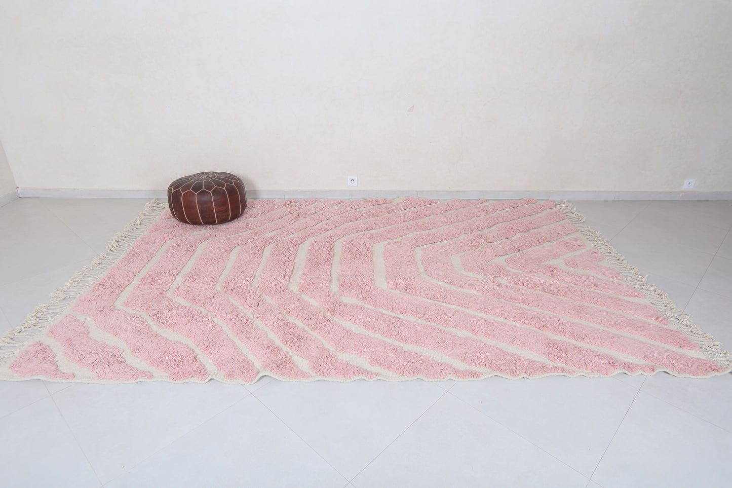 Beni ourain rug 7.4 x 10.9 Feet - Pink minimalist rug