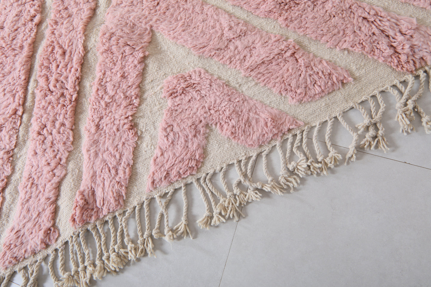 Beni ourain rug 7.4 x 10.9 Feet - Pink minimalist rug