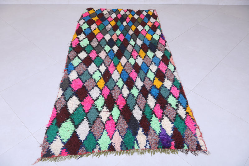 Large Moroccan Berber Rug – Bold Diamond Design 3.6 x 7.4 ft - Boucherouite Rugs
