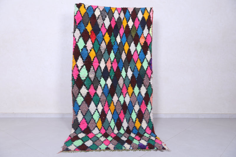 Large Moroccan Berber Rug – Bold Diamond Design 3.6 x 7.4 ft - Boucherouite Rugs