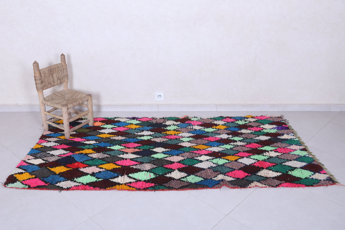 Moroccan berber rug 3.6 X 7.4 Feet - Boucherouite Rugs