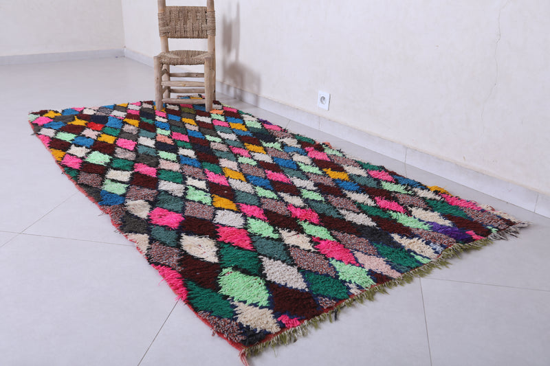 Large Moroccan Berber Rug – Bold Diamond Design 3.6 x 7.4 ft - Boucherouite Rugs