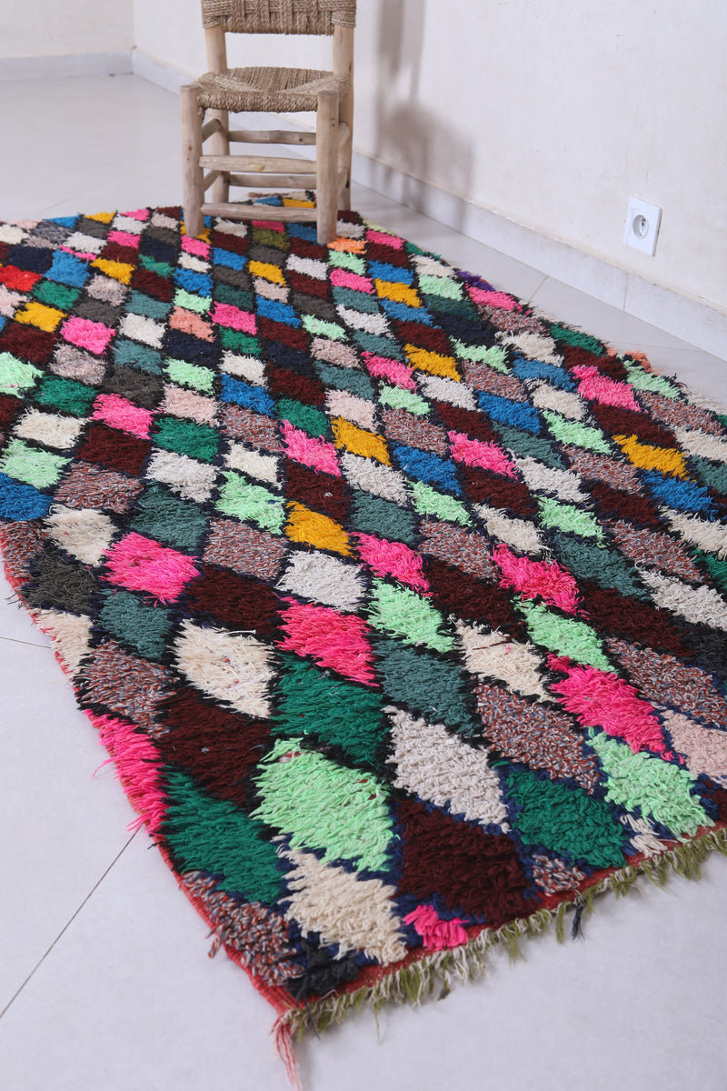 Large Moroccan Berber Rug – Bold Diamond Design 3.6 x 7.4 ft - Boucherouite Rugs