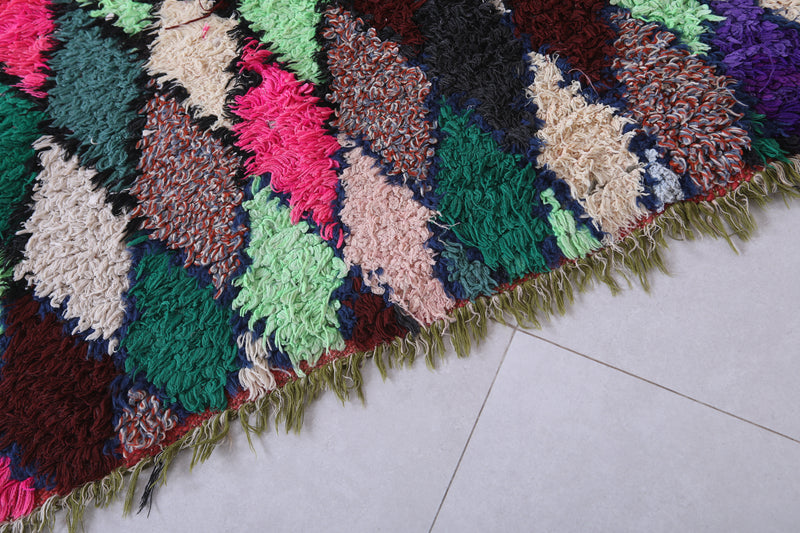 Large Moroccan Berber Rug – Bold Diamond Design 3.6 x 7.4 ft - Boucherouite Rugs