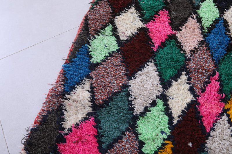 Large Moroccan Berber Rug – Bold Diamond Design 3.6 x 7.4 ft - Boucherouite Rugs