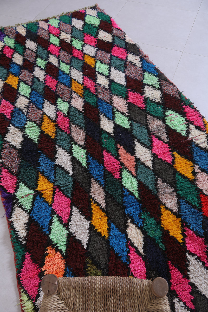 Large Moroccan Berber Rug – Bold Diamond Design 3.6 x 7.4 ft - Boucherouite Rugs