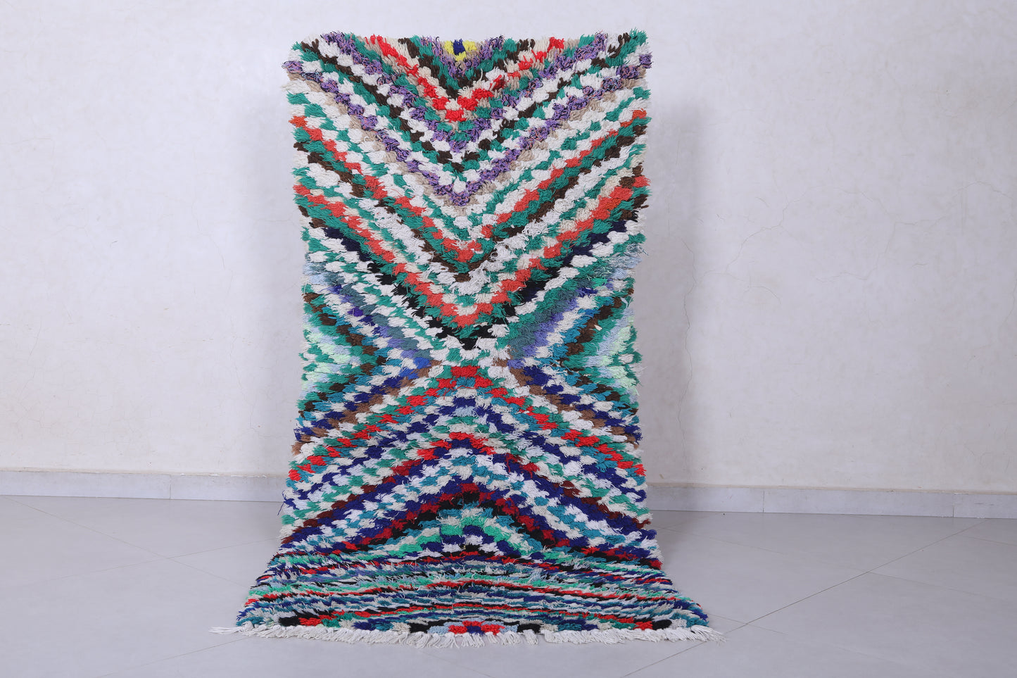 Moroccan berber rug 2.7 X 5.8 Feet - Boucherouite Rugs