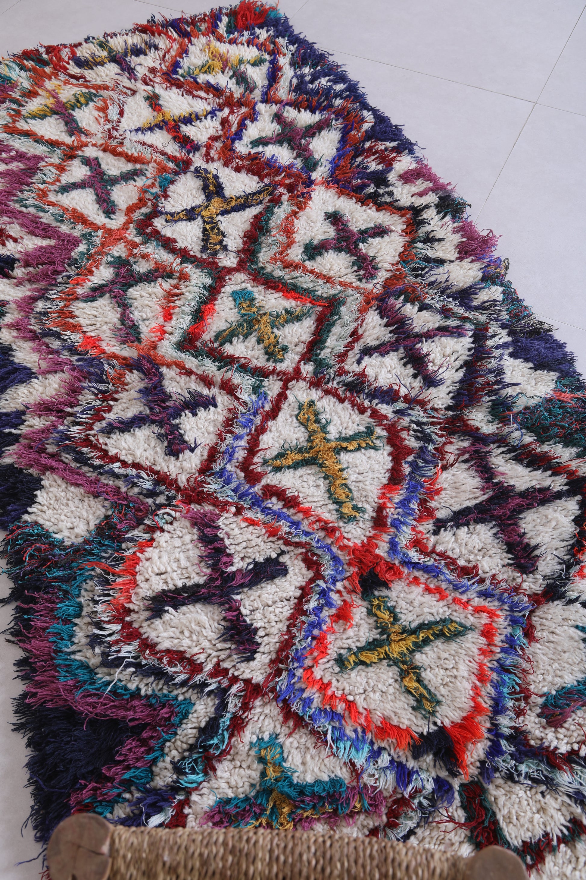 Moroccan berber rug 2.5 X 6.1 Feet - Boucherouite Rugs