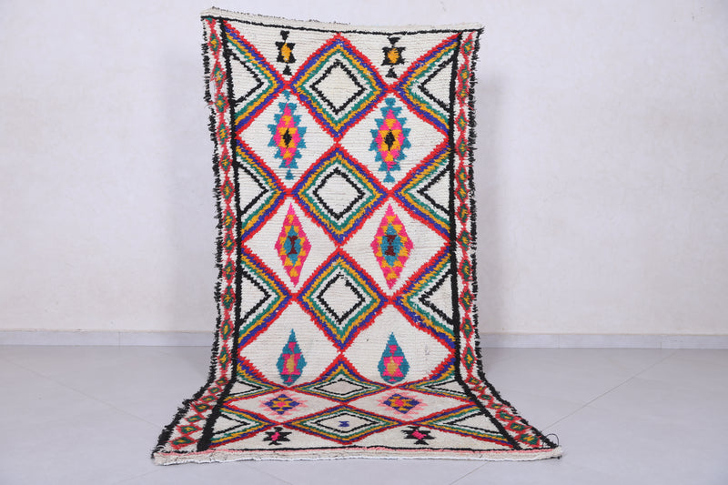 Vibrant Diamond Pattern Moroccan Berber Rug - 3.6 X 7.8 Feet - Boucherouite Rugs