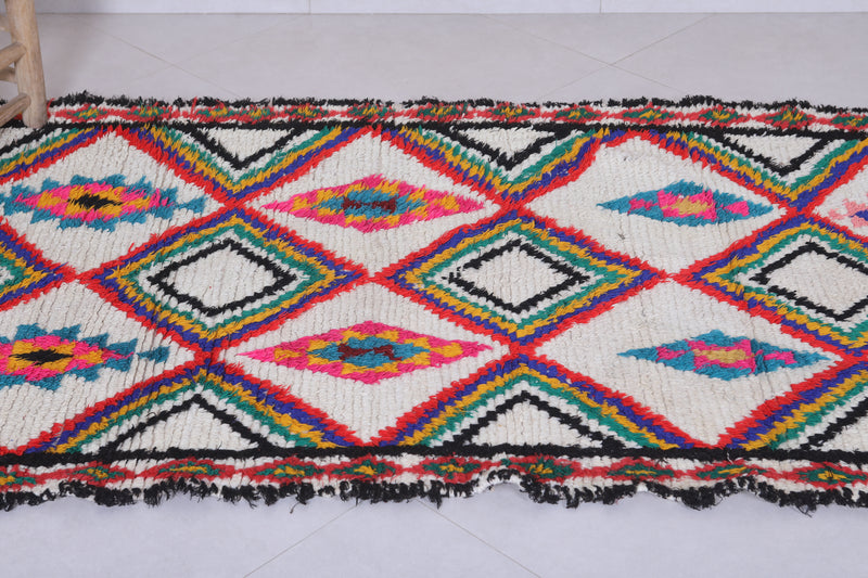 Vibrant Diamond Pattern Moroccan Berber Rug - 3.6 X 7.8 Feet - Boucherouite Rugs