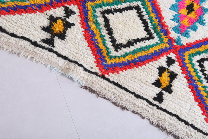 Vibrant Diamond Pattern Moroccan Berber Rug - 3.6 X 7.8 Feet - Boucherouite Rugs