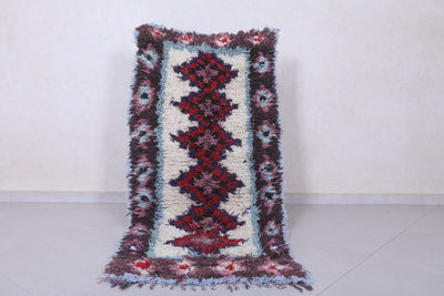 Moroccan Berber Rug with Geometric Red Pattern - 2.6 X 5.7 Feet - Boucherouite Rugs