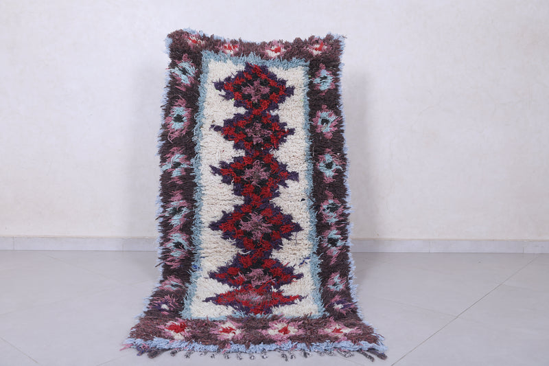 Moroccan Berber Rug with Geometric Red Pattern - 2.6 X 5.7 Feet - Boucherouite Rugs
