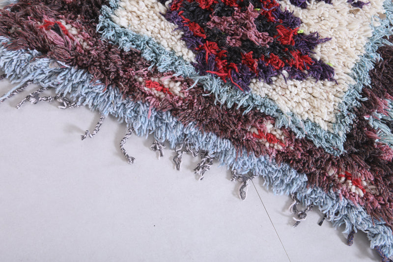 Moroccan Berber Rug with Geometric Red Pattern - 2.6 X 5.7 Feet - Boucherouite Rugs