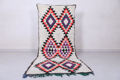 Moroccan Berber Rug - Bold Geometric Design 3.3ft x 8.2ft - Boucherouite Rugs