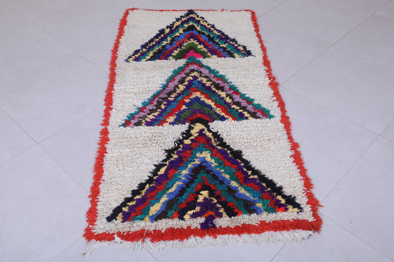 Moroccan Berber Rug - 2.9 X 6.1 Feet | Triangular Patterns - Boucherouite Rugs