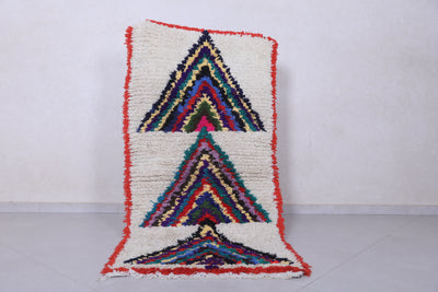 Moroccan Berber Rug - 2.9 X 6.1 Feet | Triangular Patterns - Boucherouite Rugs