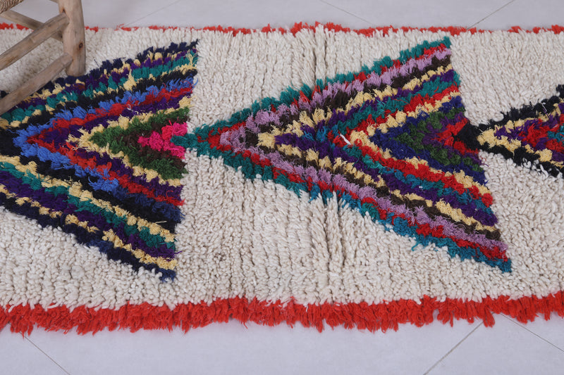 Moroccan Berber Rug - 2.9 X 6.1 Feet | Triangular Patterns - Boucherouite Rugs