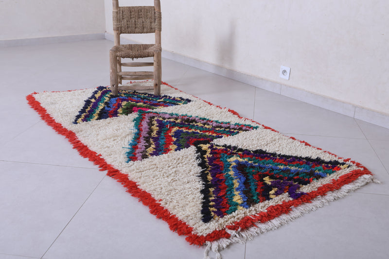 Moroccan Berber Rug - 2.9 X 6.1 Feet | Triangular Patterns - Boucherouite Rugs