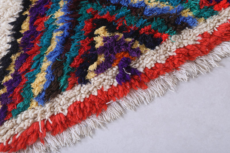 Moroccan Berber Rug - 2.9 X 6.1 Feet | Triangular Patterns - Boucherouite Rugs