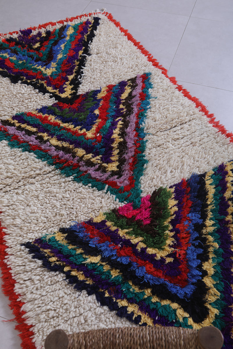 Moroccan Berber Rug - 2.9 X 6.1 Feet | Triangular Patterns - Boucherouite Rugs