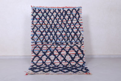 Moroccan Berber Rug - 3.5 X 5.6 Feet | Diamond Motif - Boucherouite Rugs