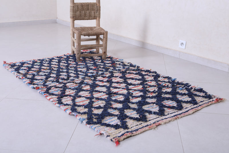 Moroccan Berber Rug - 3.5 X 5.6 Feet | Diamond Motif - Boucherouite Rugs