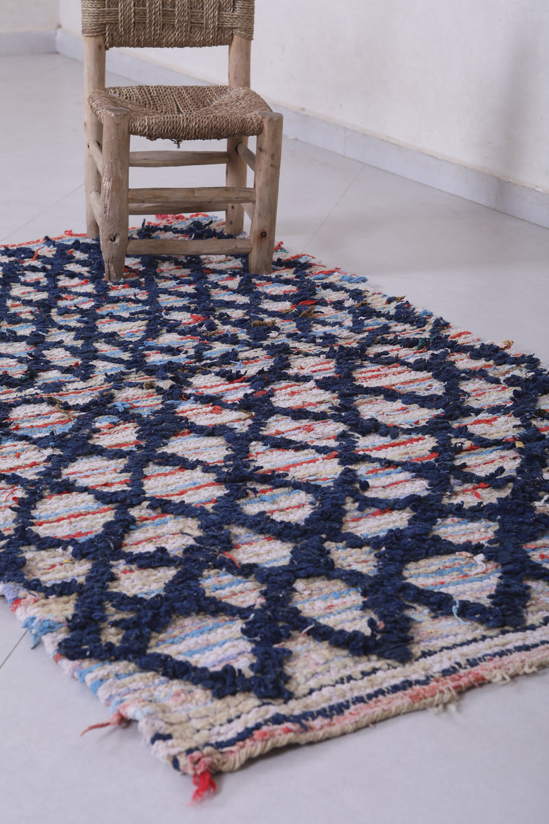 Moroccan Berber Rug - 3.5 X 5.6 Feet | Diamond Motif - Boucherouite Rugs