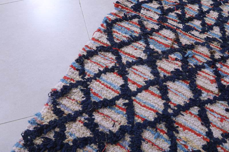 Moroccan Berber Rug - 3.5 X 5.6 Feet | Diamond Motif - Boucherouite Rugs