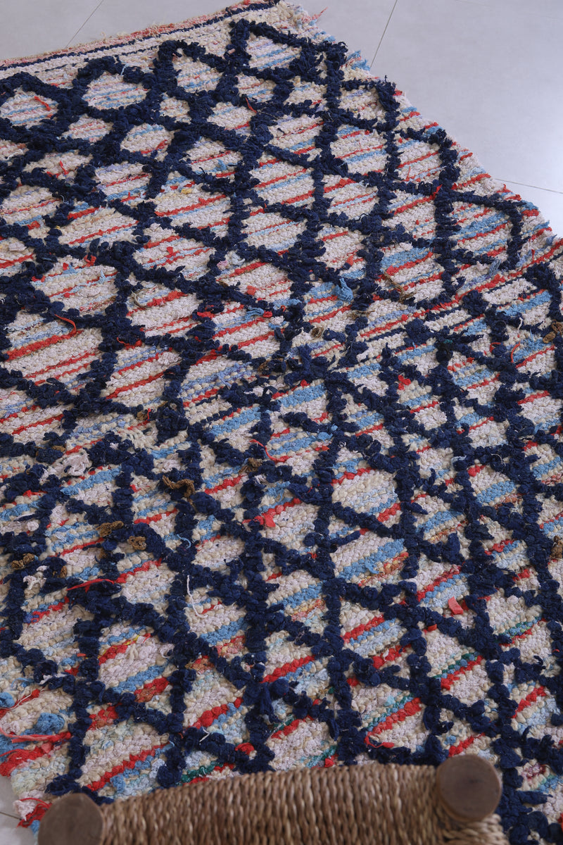 Moroccan Berber Rug - 3.5 X 5.6 Feet | Diamond Motif - Boucherouite Rugs