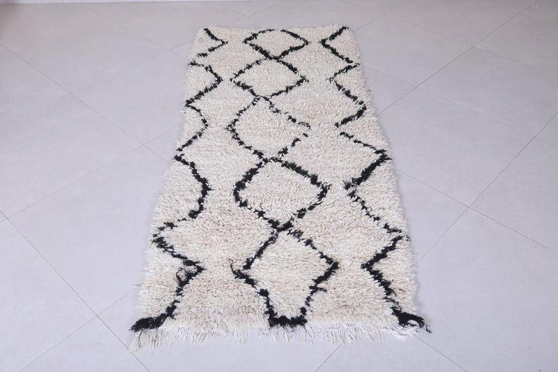 Minimalist Moroccan Berber Rug - 2.6 X 6.2 Feet - Boucherouite Rugs