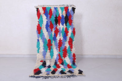 Colorful Moroccan Berber Rug - 2.5 X 6.3 Feet - Boucherouite Rugs