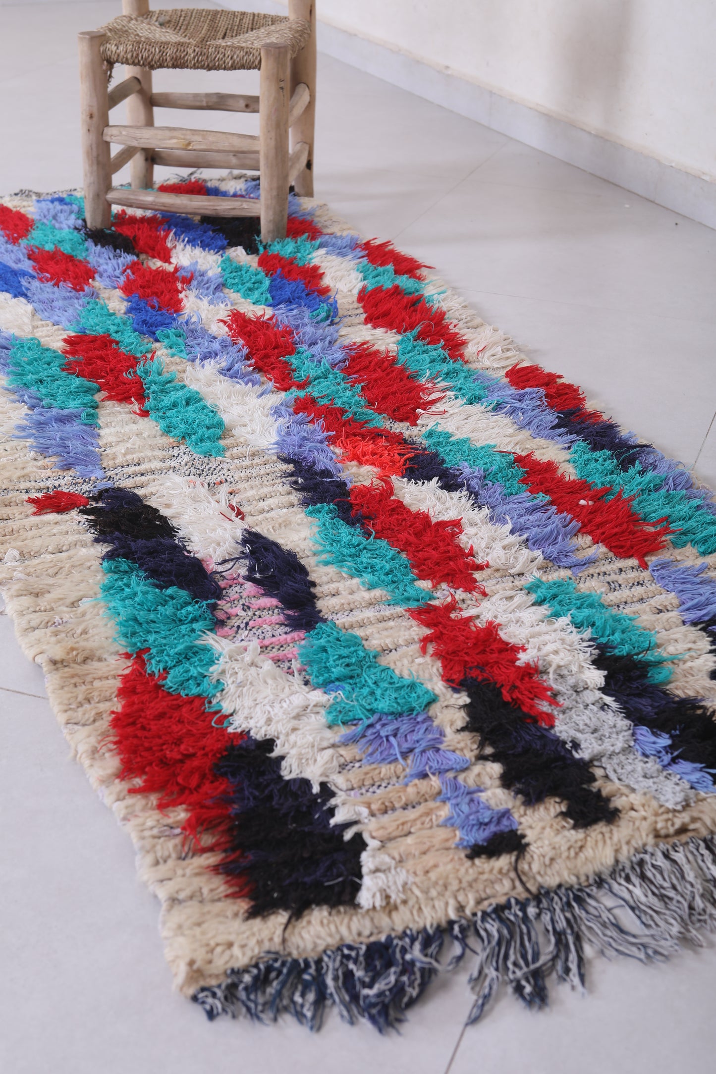 Moroccan berber rug 2.5 X 6.3 Feet - Boucherouite Rugs