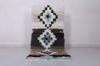 Moroccan Berber Rug – Colorful Geometric Pattern - 2.7 X 6 Feet - Boucherouite Rugs