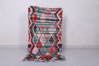 Moroccan Berber Rug – Colorful Geometric Design - 2.6 X 5.6 Feet - Boucherouite Rugs