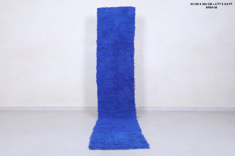 Moroccan Rug - Deep Blue Runner 2ft x 9.9ft - Beni ourain rugs