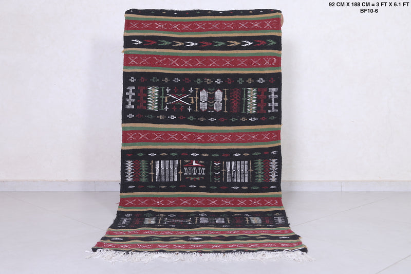 Moroccan Berber Handwoven Kilim - 3 x 6.1 ft | Traditional Rug - Handwoven Kilim