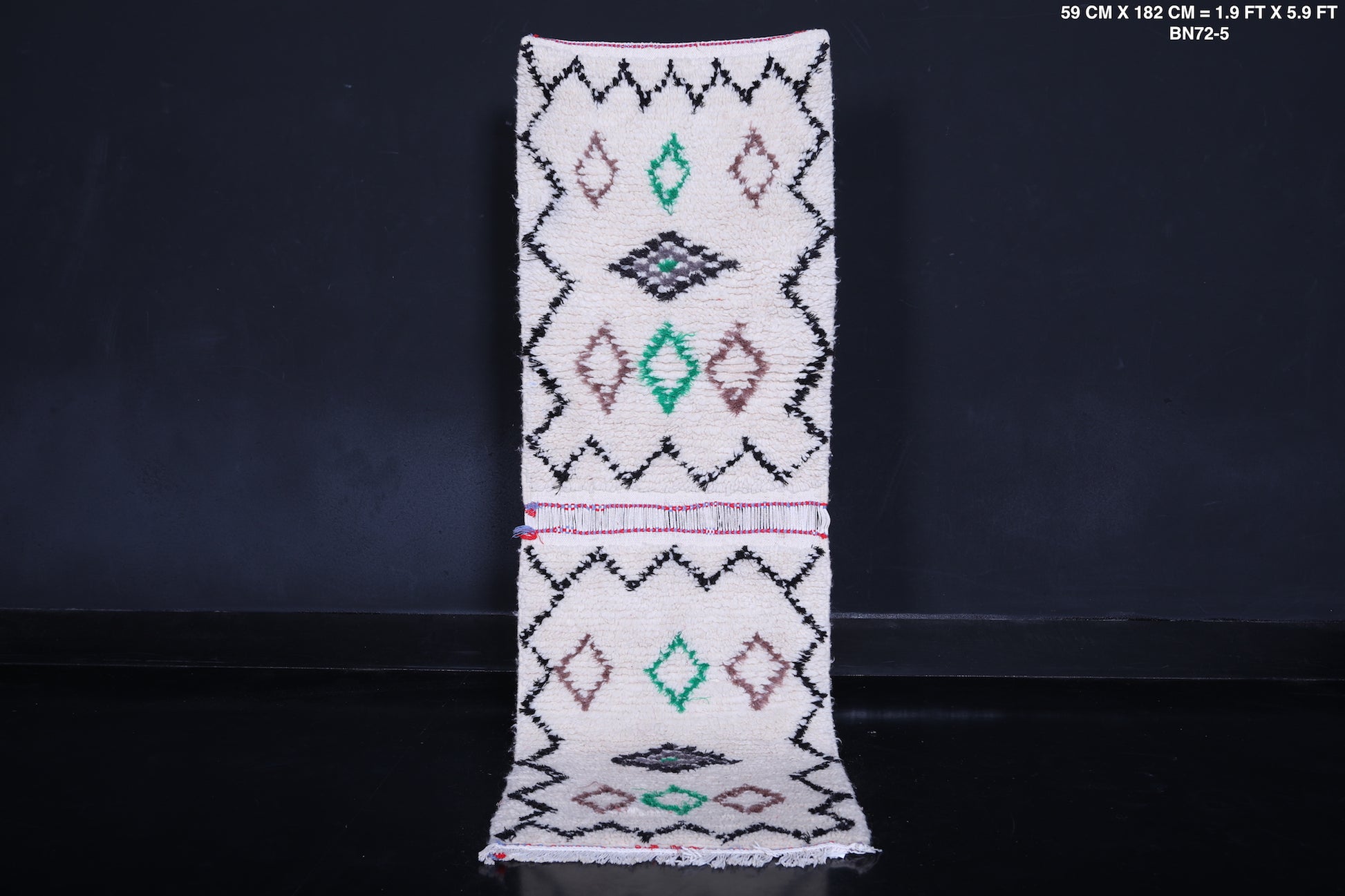 Handmade White Berber Runner Rug 1.9 X 5.9 Feet