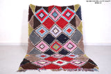 Vintage Berber Boucherouite rug 4.4 x 6.8 Feet